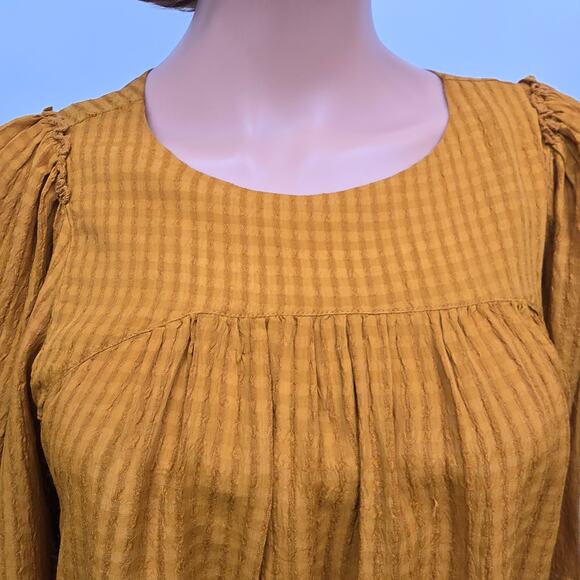Roller Rabbit Top Blouse XS Oversized 3/4 Bell Sleeve Burnt Orange Tonal Stripe - Picture 2 of 12